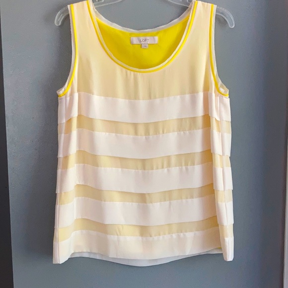 Yellow & White sleeveless top from LOFT Small - perfect for spring and summer! - Picture 1 of 6